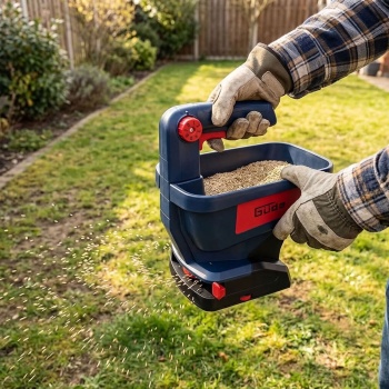 Akku Streuer 18V Handstreuer für Saatgut, Dünger und Streusalz, 3,3 Liter, 5 m Streubreite, 6 Stufen, Universalstreuer - ohne Akku und Ladegerät