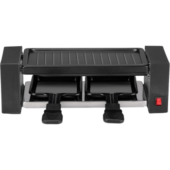 Preview: Raclette Grill für 2 Personen 400 W, Mini Raclette Ofen mit Grillplatte, 2 antihaftbeschichteten Pfännchen und Spateln, kompakt
