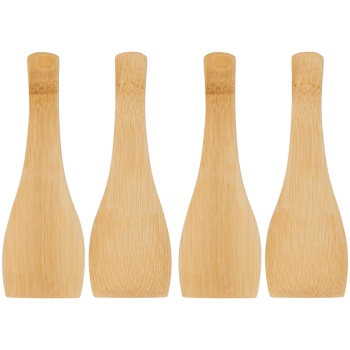 Preview: 4er Set Raclette Spatel, 13,5 x 4 cm, Raclettespachtel aus Bambus, schonender Holzschaber für beschichtete Raclette Pfännchen und Grillplatten