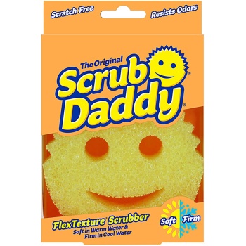Scrub Daddy Original Reinigungsschwamm, Smiley Spülschwamm mit FlexTexture, hart in kaltem und weich in warmem Wasser, kratzfrei, spülmaschinengeeignet