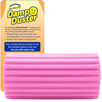 Scrub Daddy Damp Duster Pink, Staubschwamm, feuchter Staubwischer für Jalousien, Lüftungsgitter, Sockelleisten und Spiegel, wiederverwendbar und auswaschbar