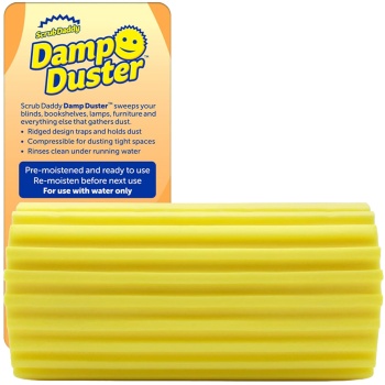 Scrub Daddy Damp Duster Gelb, Staubschwamm, feuchter Staubwischer für Jalousien, Lüftungsgitter, Sockelleisten und Spiegel, wiederverwendbar und auswaschbar