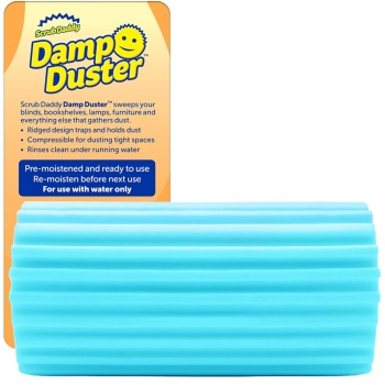 Scrub Daddy Damp Duster Blau, Staubschwamm, feuchter Staubwischer für Jalousien, Lüftungsgitter, Sockelleisten und Spiegel, wiederverwendbar und auswaschbar