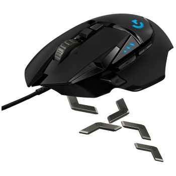 Preview: Gaming Maus Logitech G502 HERO kabelgebunden in Schwarz, HERO 25K Sensor, 11 programmierbare Tasten, RGB-Beleuchtung, verstellbare Gewichte