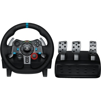 Gaming Lenkrad mit Pedalen Logitech G29 Driving Force für PS5, PS4 und PC, Force Feedback, Lederlenkrad, 900 Grad Lenkbereich, Schwarz