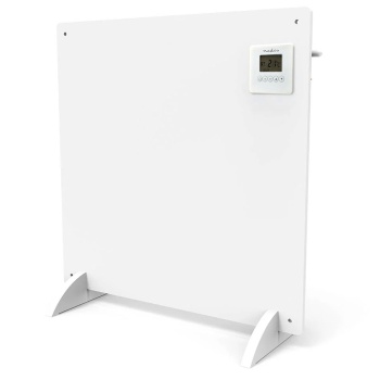 Preview: Infrarotheizung 425 W Heizpaneel 61 x 63 cm, mit digitalem Thermostat, Wochentimer und LCD-Display, IP44, freistehend oder an der Wand, weiss