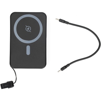 Preview: Powerbank 10.000 mAh magnetisch mit kabellosem Laden bis 25 W, USB-C bis 35 W, LCD-Display und Standfunktion, kompakter Akku für Smartphone, schwarz