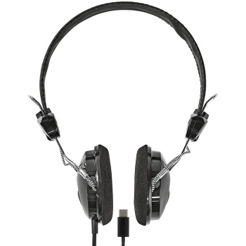 Preview: On-Ear Kopfhörer mit USB-C Kabel, kabelgebunden mit 40 mm Treibern, gepolsterten Ohrpolstern und verstellbarem Kopfbügel, geflochtenes Kabel 1,1 m, schwarz