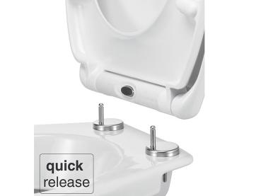 Preview: Robuster WC-Deckel mit Absenkautomatik Soft Close, 41,5 x 37 cm, weiss, oval, universell einsetzbar, Quick-Release-Funktion für eine einfache Reinigung