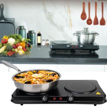 Glaskeramik Doppelkochplatte, 2 Kochfelder 16,4 & 18,8 cm, mobil - tragbar, 2.000 W, schnelles Aufheizen, ideal für Camping, Garten und Zuhause 