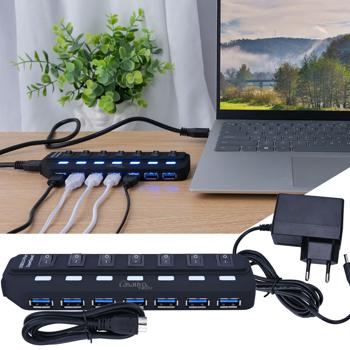 Hochwertiger aktiver USB 3.0 Hub für bis zu 7 Geräte – schneller Datentransfer, USB-A Anschlüsse, einzeln schaltbar, kompakt & leistungsstark