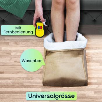 Preview: Kuscheliger 2in1 Fusswärmer, Vibrationsmassage, Fernbedienung, Teddyfutter, braun - Warme Füsse & entspannende Massage, Wohlfühlkomfort