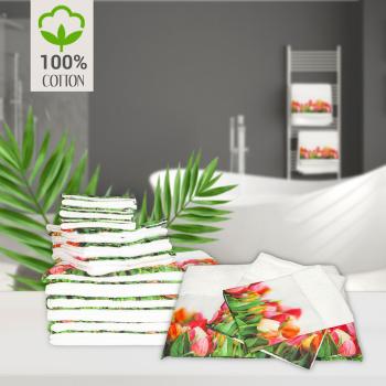 Preview: Handtuch Tulpenspiel - Weiches Baumwoll-Frotteehandtuch 50x100 cm - Saugfähig, hautfreundlich, 380 g/m² - Waschbar 60°C - Für Bad & Gäste-WC