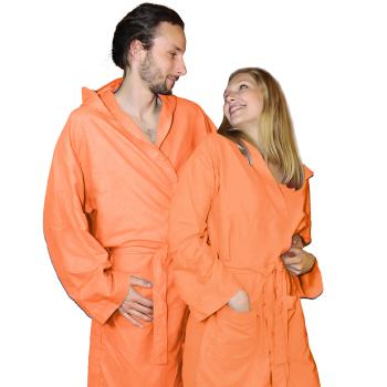 Mikrofaser-Bademantel M orange - leicht, saugfähig & schnell trocknend für Sport, Reise, Schwimmbad & Sauna - 80% Polyester, 20% Polyamid, mit Kapuze