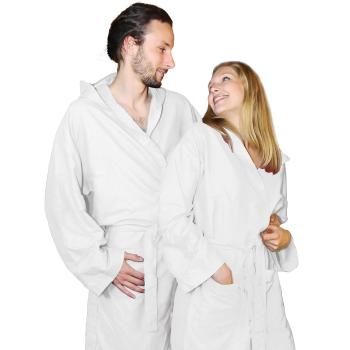 Mikrofaser-Bademantel XL - Leicht & kompakt für Sport, Reise, Sauna - Extrem saugfähig, schnell trocknend - Unisex Kapuzenbademantel Weiss 80% Polyester
