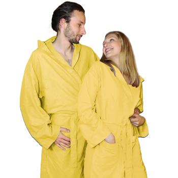 Mikrofaser-Bademantel Gelb L - Extrem leicht & weich, schnelltrocknend, saugfähig - Für Sport, Reise, Schwimmbad, Sauna - 80% Polyester, 20% Polyamid