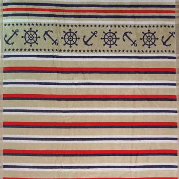 Jacquard-Strandbadetuch - Maritimes Streifen-Design für Strand & Pool - 100% Ägyptische Baumwolle, 90x170 cm - Weich, saugstark & schnelltrocknend