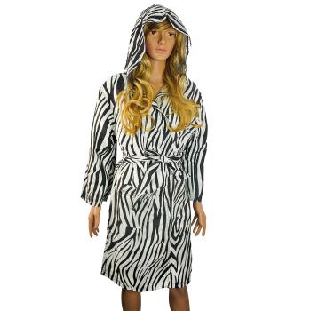 Mikrofaser-Bademantel Zebra S - Saugfähig, extrem schnell trocknend & leicht (500g) mit Kapuze - 80% Polyester, 20% Polyamid - Ideal für Sport, Reise, Sauna