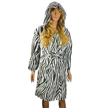 Mikrofaser Bademantel L - Zebra-Muster, extrem leicht & saugfähig, schnell trocknend - 80% Polyester, 20% Polyamid, 500g, waschbar