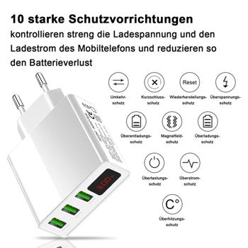 Preview: 3er-Set Intelligentes 3-Port USB-Netzteil weiss - Lädt Smartphones/Tablets bis 40% schneller - LED-Anzeige - Überstrom-/Kurzschlussschutz