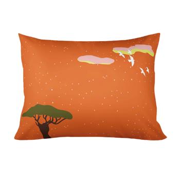 Kissenbezug Savanne Digitaldruck - 100% Baumwolle, 65x100 cm - Orange/Bunt, hautsympathisch, pflegeleicht & waschbar bis 40° - Reissverschluss