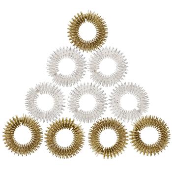 Akupressurringe 10er Set Gold/Silber - Fingermassage für Vitalität, Leistung & Wohlbefinden - Edelstahl, Einheitsgrösse, 3g - TCM-basiert
