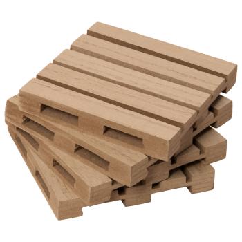 Holz-Untersetzer Paletten-Optik 4er-Set - Rustikale Eleganz für Ess-, Garten- & Couchtisch - Robust, langlebig, 10x10x4cm - Leicht zu reinigen