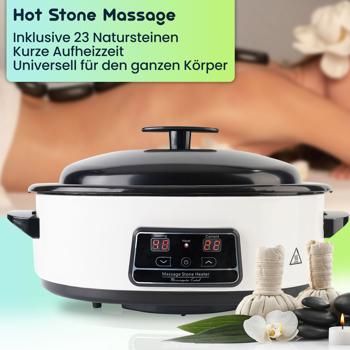 Preview: Hot Stone Massage Set mit digitaler Temperaturkontrolle – 23 Natursteine, Wärmegerät für entspannende Wellness-Momente