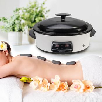 Hot Stone Massage Set mit digitaler Temperaturkontrolle – 23 Natursteine, Wärmegerät für entspannende Wellness-Momente