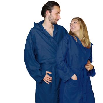 Mikrofaser-Bademantel XXL - Dunkelblau, extrem leicht 500g, saugfähig, schnell trocknend - Ideal für Sport, Reise, Sauna - 80% Polyester, 20% Polyamid