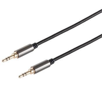 Premium-Stereokabel 3,5mm Klinke auf Klinke - Für Musikplayer, Computer & Stereoanlagen - Vergoldete Kontakte, Textil-Ummantelung, 2,5m AUX-Kabel