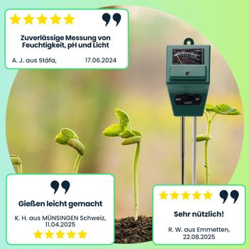 Preview: Präzises 3-in-1 Pflanzenerde Messgerät, Bodentester misst Feuchtigkeit, pH-Wert und Lichtverhältnisse, Finden Sie den idealen Standort für Pflanzen