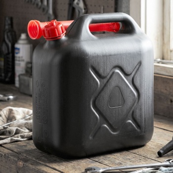 Benzinkanister 10l - Robuster Kunststoff Kraftstoffkanister mit Giessrohr - Sichere & schnelle Entleerung für Benzin/Diesel - Reservekanister mit Haltegriff