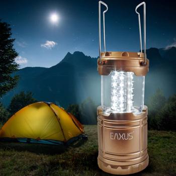 Preview: Ausklappbare LED-Campinglaterne, Kupfer-Metallic, 30 LEDs, 120 Lumen – Kompakte & tragbare Laterne mit Tragebügel für Camping & Outdoor