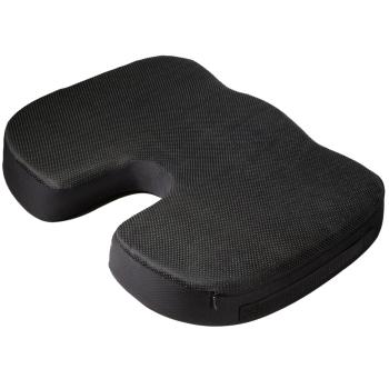 Preview: Ergonomisches Sitzkissen Memory-Foam: schwarz, Gel-Einlage, 45x36x7cm - Komfort & Entlastung im Büro - Bürokissen für Druckentlastung