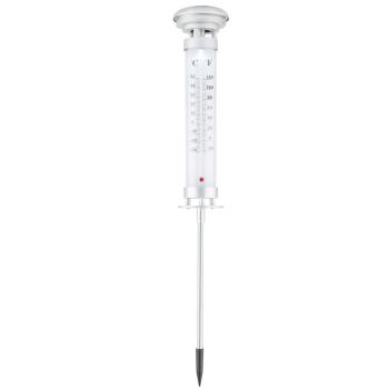 Preview: Solar-Gartenlampe mit Thermometer - LED Wegeleuchte für Aussen - Dämmerungssensor, 600 mAh Akku, Ø 9x57 cm - Garten, Camping, Balkon
