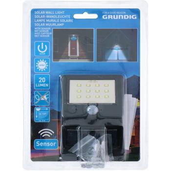 Preview: LED Solar Wandleuchte - Bewegungssensor PIR 120° Erfassung 5m - Hauseingang Garage Flur Keller Camping - 20lm Nachtlicht - 11.5x8x4cm - Montagesatz