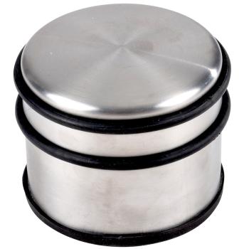 Preview: 3er-Set Türstopper aus Edelstahl - Edler Türkeil mit Gummibesatz zum Aufstellen - Schützt Böden & Wände - Flexibel & robust – Silber/Schwarz