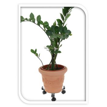 Preview: Verstellbarer Pflanzenwagen Metall - für schwere Pflanzenkübel bis 50 kg - schont den Rücken - bodenschonende Rollen - Töpfe bis 30 cm Ø