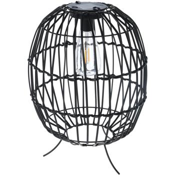 Rustikale Garten-Solarleuchte mit schwarzen Metallstreben – H 35cm Ø 25cm, atmosphärische Beleuchtung, dekorativer Blickfang