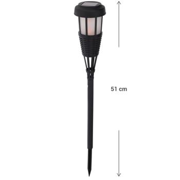Preview: Solargartenfackel mit Erdspiess – Warmes Flammeneffekt-Licht für Garten, Balkon & Wege – 51 cm hoch, wetterbeständig, inkl. Solarmodul & NI-MH Batterie