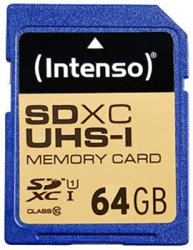 Intenso Premium SDXC-Speicherkarte 64GB - Schnelle Erweiterung für Digitalkameras, Media-Player & Camcorder - Class 10/UHS-I - 45MB/s Lesen