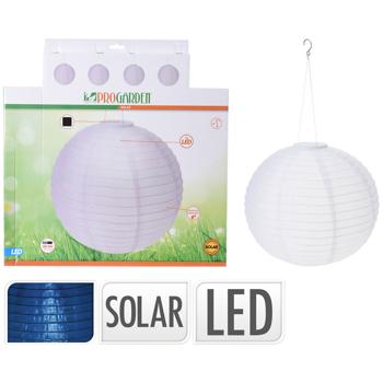 Preview: Solarleuchte Kugelform Ø 40 cm weiss inkl. Aufhängung - Lampion für Garten & Balkon - Sicher, solarbetrieben, robustes Nylon, warmweisses Licht