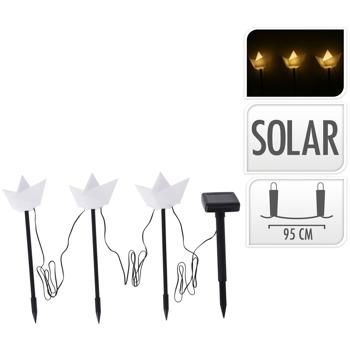 Maritime Solar-Dekoleuchten 3 Boote (weiss): 28,5cm Höhe, inkl. Erdspiess – stilvolle Solarlampen in Bootsform für stimmungsvolle Beleuchtung
