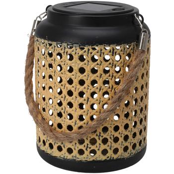 Preview: Dekorative Solar Laterne mit LED & Seilkordel (Ø 12 x H 16 cm): Gartenbeleuchtung zum Hängen & Stellen, stilvoller Blickfang für Ihre Outdoor-Oase