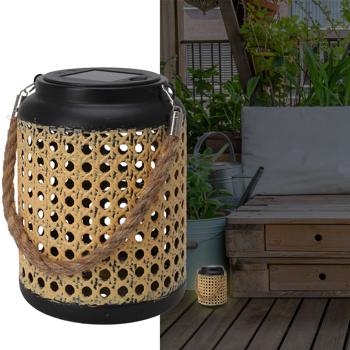 Dekorative Solar Laterne mit LED & Seilkordel (Ø 12 x H 16 cm): Gartenbeleuchtung zum Hängen & Stellen, stilvoller Blickfang für Ihre Outdoor-Oase