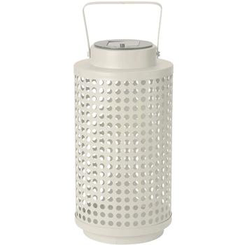 Solar-Laterne 23cm – Aufstellen/Aufhängen – Metall weiss – Sicher, umweltfreundlich – 6h Leuchtdauer – Ideal für Garten & Lofts – Ø13x23.5cm – 250 mAh Akku