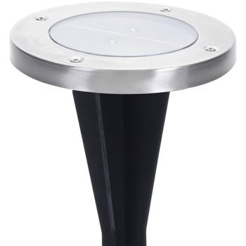 Preview: LED Solar Bodenspot - Edelstahl Bodenleuchte für Garten, Balkon & Terrasse - Spritzwassergeschützt, 2 LED, 8h Brenndauer, Ø 12x13 cm