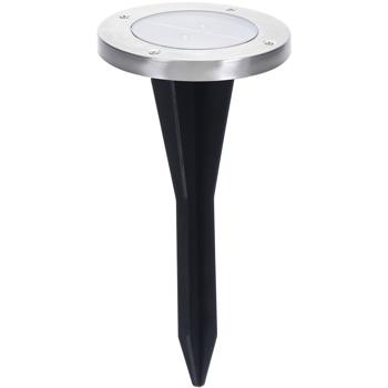 LED Solar Bodenspot - Edelstahl Bodenleuchte für Garten, Balkon & Terrasse - Spritzwassergeschützt, 2 LED, 8h Brenndauer, Ø 12x13 cm