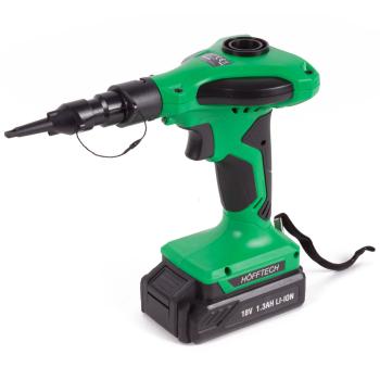 Preview: Kabelloser 18V Akku-Handkompressor mit Aufsätzen: Elektrische Luftpumpe, grün/schwarz, für schnelles Aufpumpen von Luftmatratzen, Booten